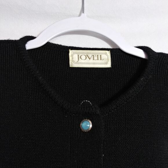 Vintage Joveil Black Embellished Jeweled Button Front Artsy Ornate Cardigan S - Picture 3 of 12